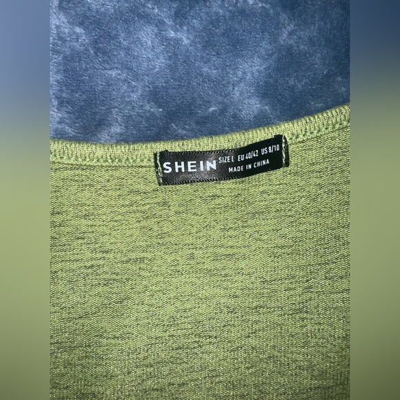 SHEIN Twist Front Flounce Sleeve Bodycon Mini Dress Lime Green Large - Picture 5 of 5